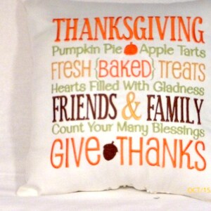Thanksgiving Pillow, Embroidered Subway art Fall pillow image 4