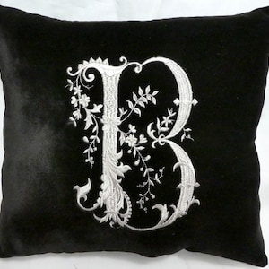 Velvet Monogram Pillow, Personalized Wedding Gift, Embroidered Velvet pillow
