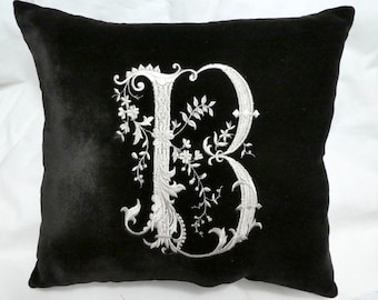 Velvet Monogram Pillow, Personalized Wedding Gift, Embroidered Velvet pillow