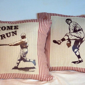 Vintage Baseball pillow, Vintage Baseball player image 2