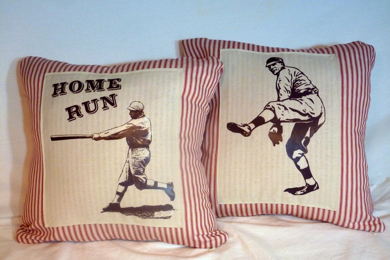 Vintage Baseball pillow, Vintage Baseball player image 2