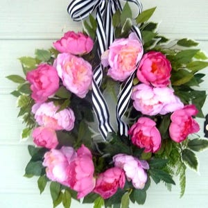 Peony Wreath, Wreaths for the Front door, Spring Wreaths, Pink peony wreath