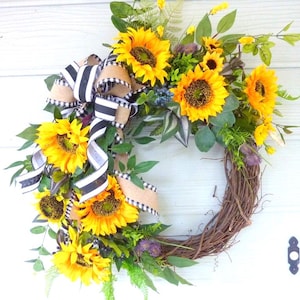 Sunflower wreaths, front door wreath