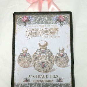 Paris Perfume Plaques, Vintage Paris advertising wood wall art, French Country decor
