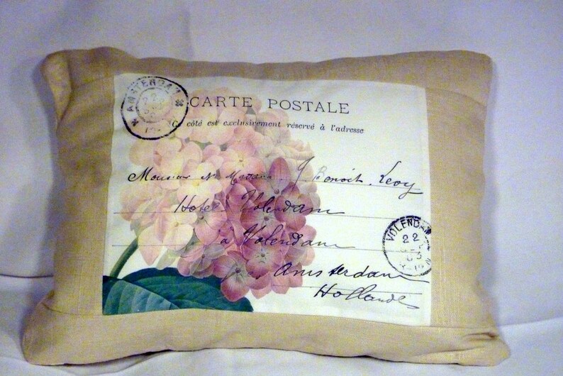 French Pillow Cover Linen Pillow Cover French Postcard Etsy