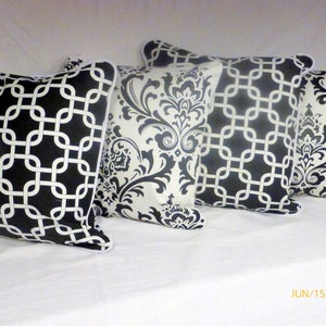 Black and White Pillow Covers made from Premier Prints fabric, set of 2 image 5