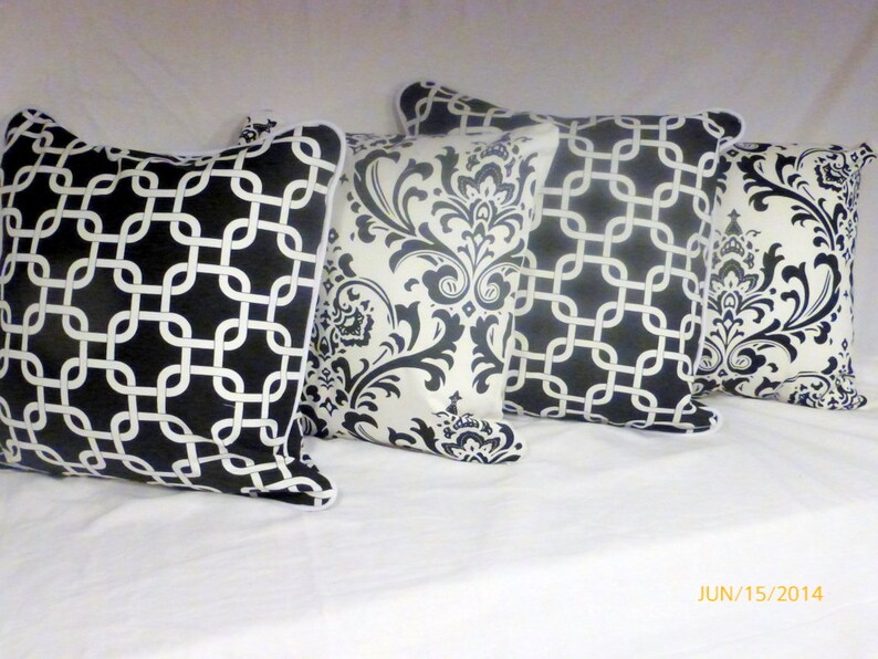 Black and White Pillow Covers made from Premier Prints fabric, set of 2 image 5