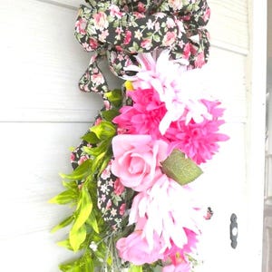 Adornos de rosas para puerta, coronas de verano, decoración para la puerta de entrada