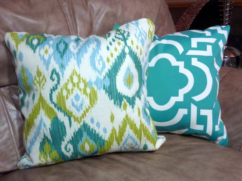 Decorative Ikat Pillow Cover Mill Creek Turquoise Teal Etsy