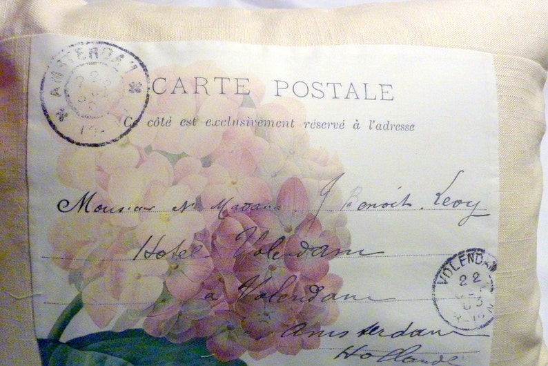 French Pillow Cover Linen Pillow Cover French Postcard Etsy