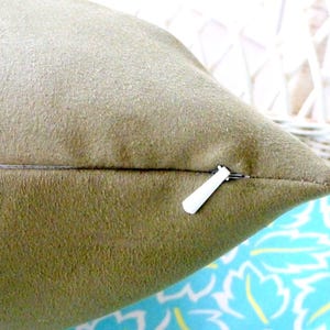 Embroidered Pumpkin Pillow Cover: Sage Green Suede Autumn Decor image 7