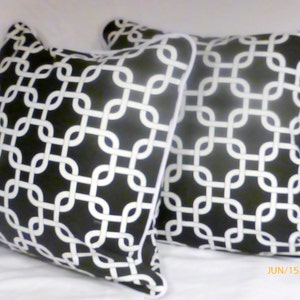 Black and White Pillow Covers made from Premier Prints fabric, set of 2 image 1