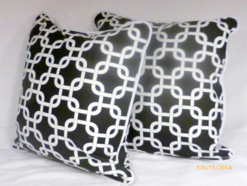 Black and White Pillow Covers made from Premier Prints fabric, set of 2 image 1