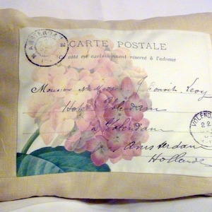 Housse de coussin, housse de coussin en lin, carte postale française