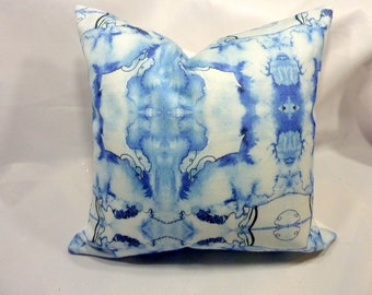 Ikat Pillow Cover, Hamilton fabric in Canton Blue