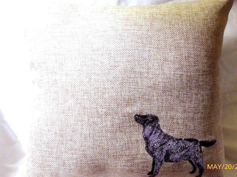 Black Labrador Retriever embroidered pillow, pillows with dogs image 4