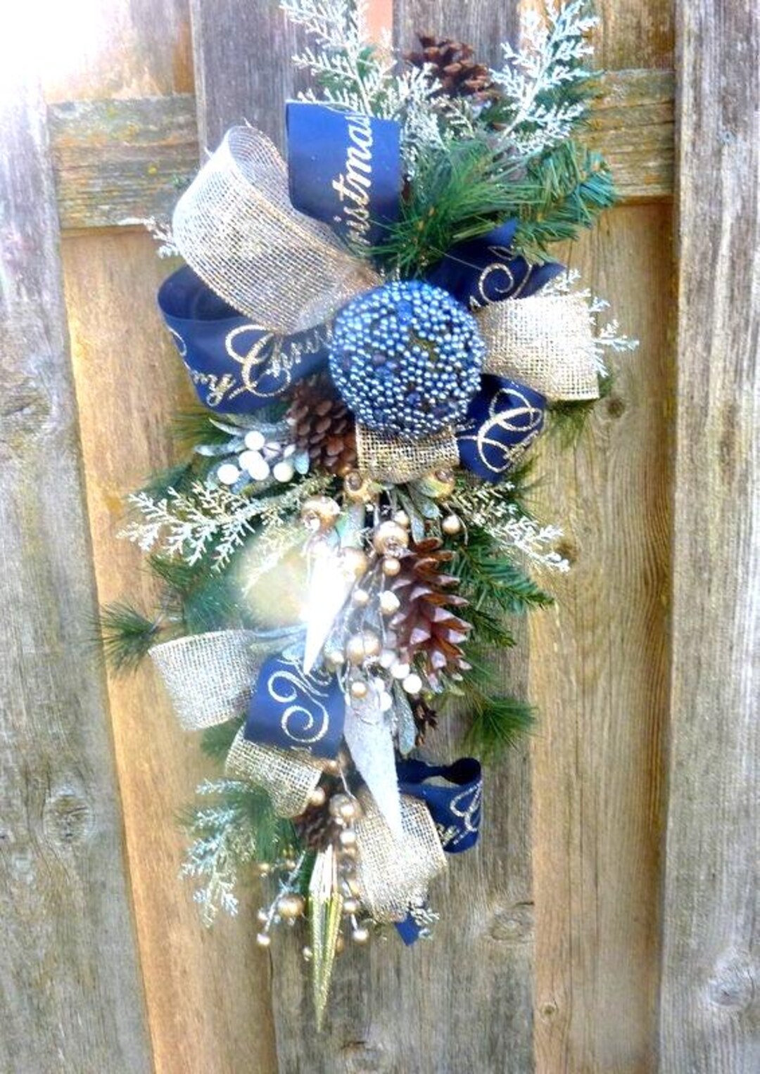 クリスマス オーナメント 飾り リース 流木 もみの木 青 ブルー ハワイ