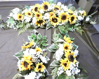 Sunflower Wedding Archway Swag with Tiebacks