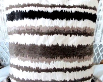 Brown and Ivory Chenille Ikat Pillow Cover