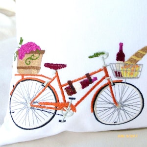Embroidered bicycle pillow, bike pillow covers, Wine lover bike pillow cover