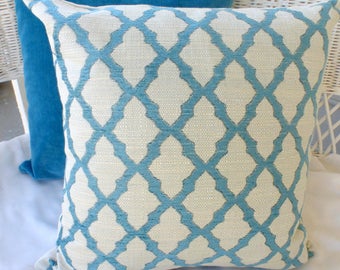 Chenille Pillow Covers, Blue and white Pillows