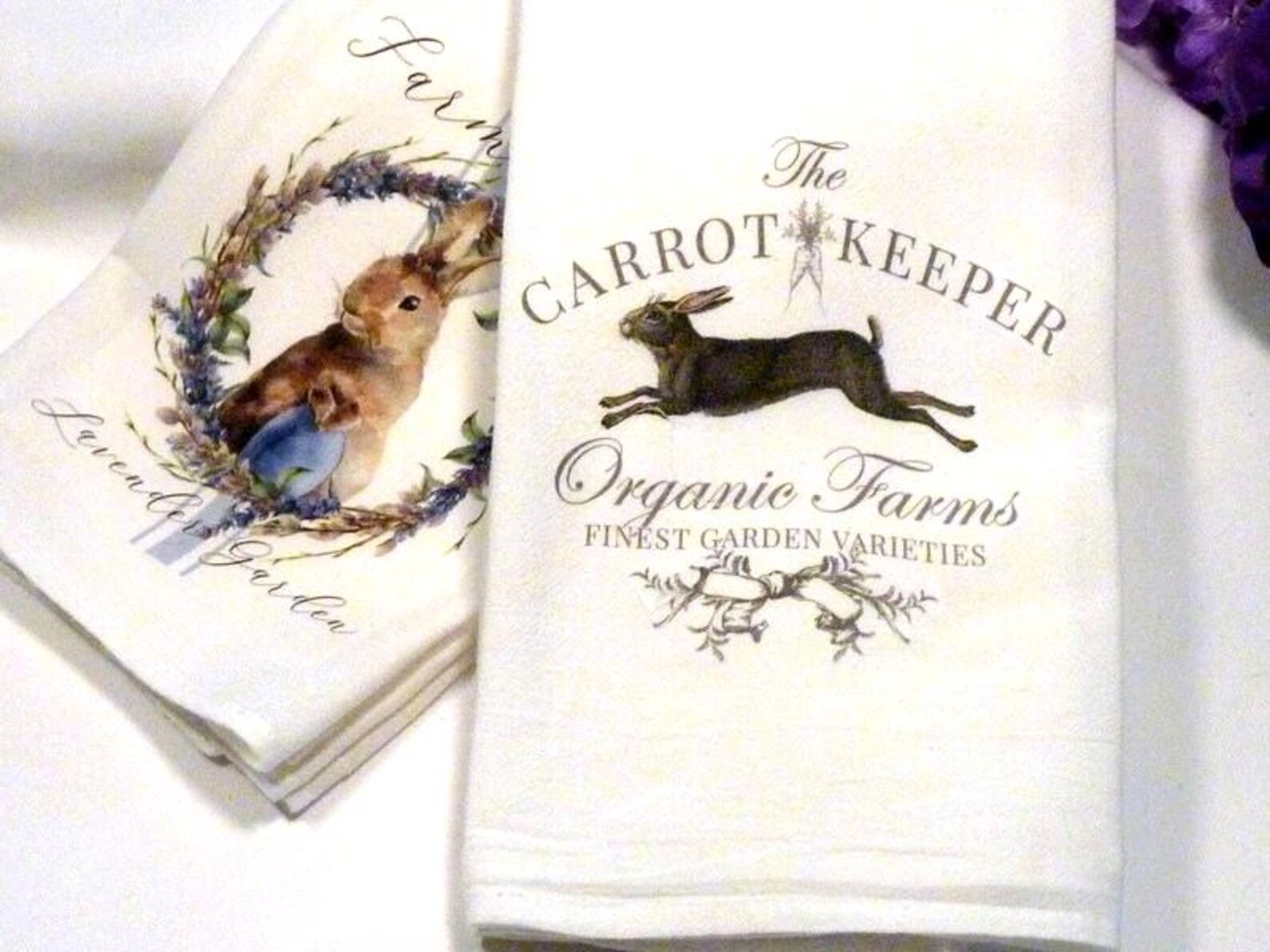 Tea Towels, Flour Sack Towel, Rabbit Kitchen Towel, 100% Cotton - Etsy