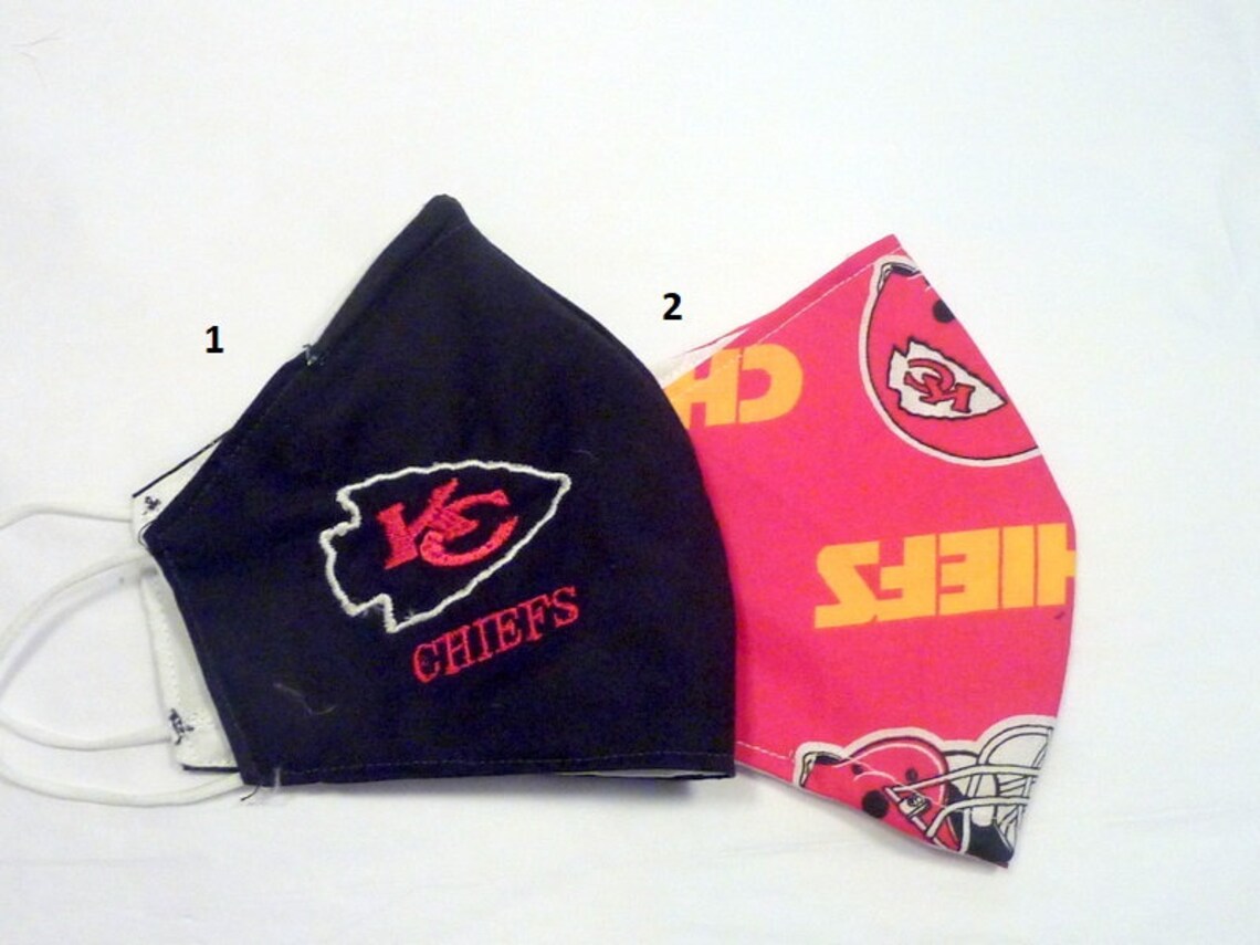 KC Chiefs Face Mask set of 2 Reusable Face Covering Kansas Etsy