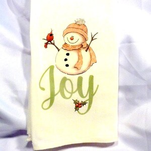 Christmas  Flour Sack Towel, Snowman and Cardinal Towel for Christmas giving.