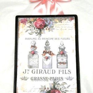 Vintage Paris advertising wood wall art, French Perfume sign, French Country decor