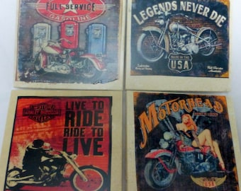 Motorcycle  Coasters, Stone Coasters, marble coaster set pf 4