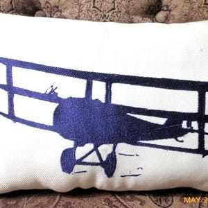 Airplane pillow, Embroidered Antique Biplane