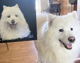 手描きのペットの肖像画、あなたのペットのオリジナル油絵、犬の