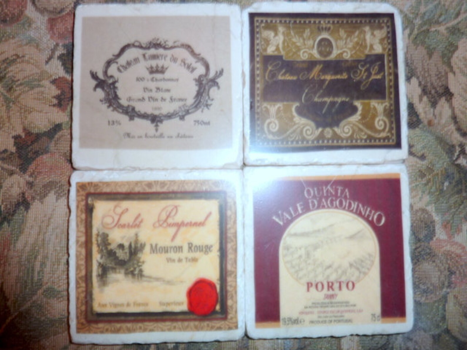Wine Coaster set Vintage Wine Labels Marble Coasters Etsy