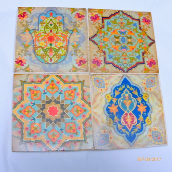 Travertine Coasters Stone Coasters Decorative Tile Etsy
