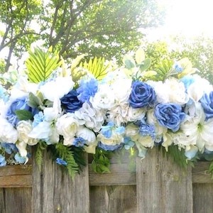 Blue & White Hydrangea Wedding Arch Swag: Silk Flower Decoration