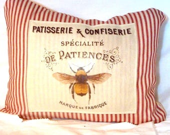 Funda de almohada con diseño de abeja, decoración rústica francesa