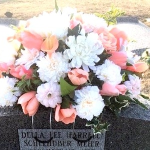 Headstone Spray, Cemetery flowers, Memorial Flowers, Sympathy flowers. Grave decoration
