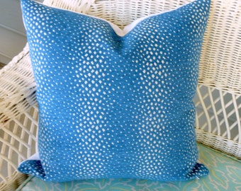 Indigo Blue Chenille pillow cover, blue and white pillow covers