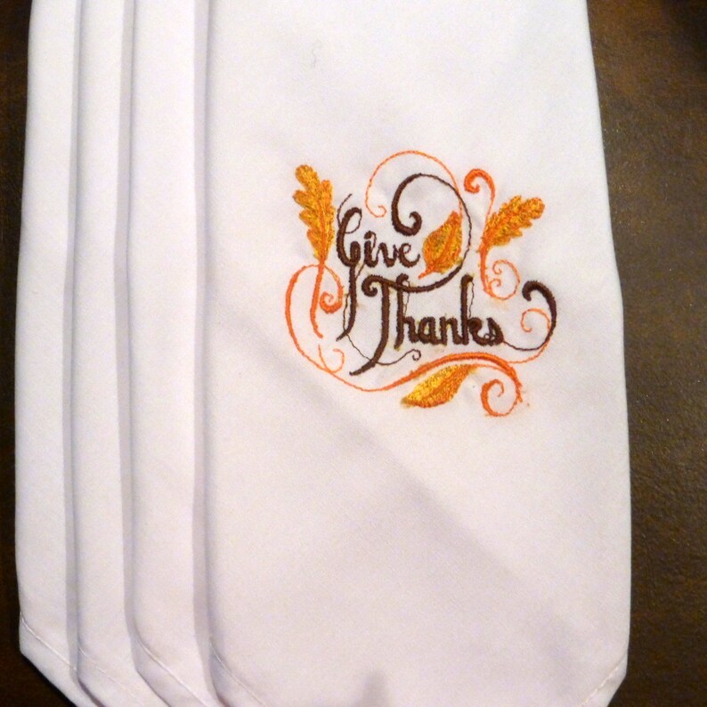 Thanksgiving Napkins Embroidered Cloth Napkins Cloth Etsy