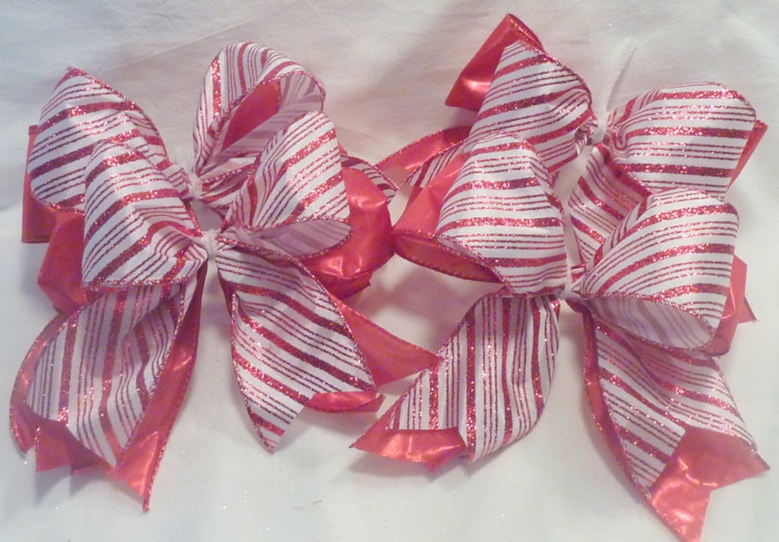 Red and White tree bows Ribbon Tree decorations Red and Etsy