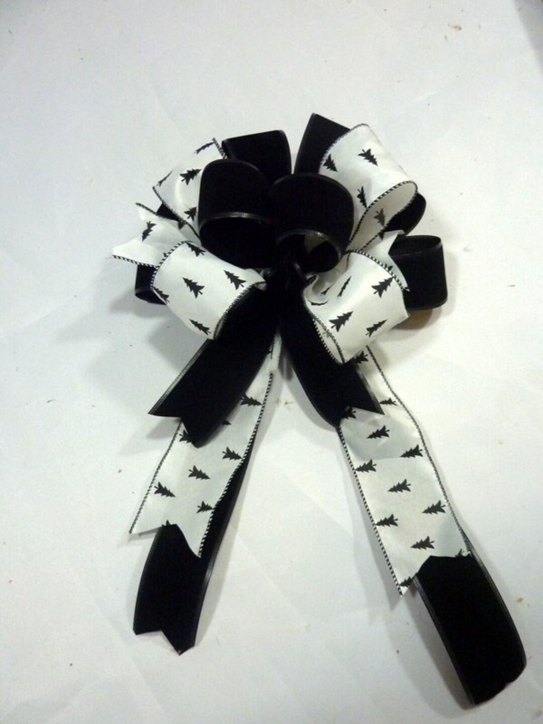 Black Velvet Wreath Bow, Black and White Christmas Bow Etsy
