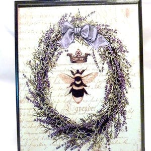 Queen Bee sign, Wood Plaque, Paris sign, Lavender wall decor, French Country decor