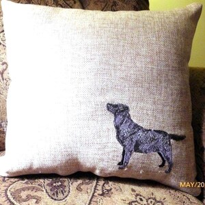 Black Labrador Retriever embroidered pillow, pillows with dogs image 2