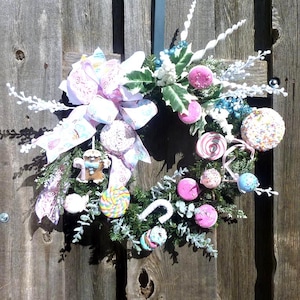 Sweet Treats Christmas wreath, Pastel Christmas Decorations