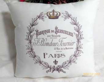 Paris pillow, Crown Pillow, French themed Pillows