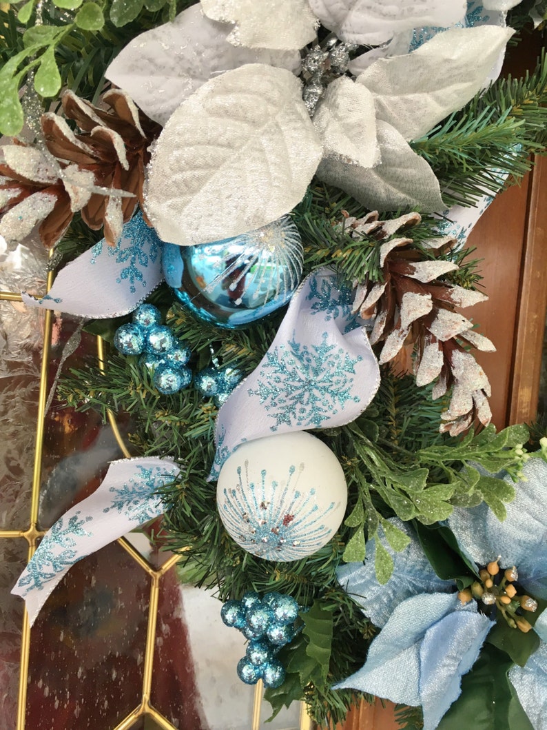 Christmas Wreath in Blue and White Christmas Decorations | Etsy