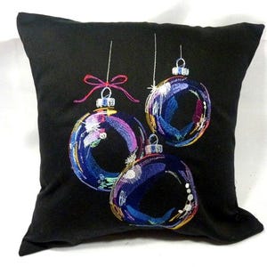 Christmas pillow cover, Embroidered Ornaments pillow cover
