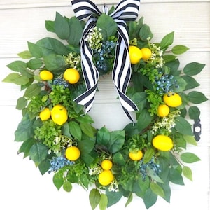 Large Summer wreath, lemon Wreath, French country Decor