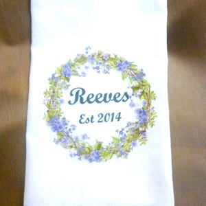 Personalized wedding gift, Flour Sack Towel with Name and Est. date