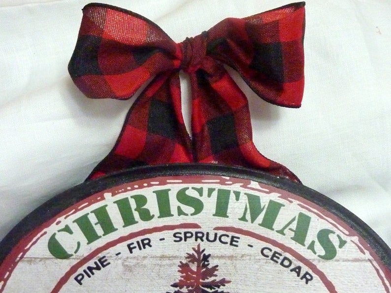 Wood Plaque Buffalo Plaid Christmas decorations Farmhouse decor Red Truck decor Red truck Christmas Tree Farm